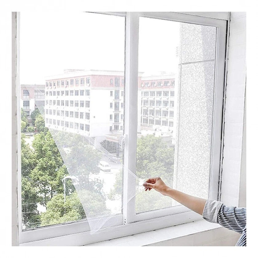 Zanzariera per finestra adesiva tenda telo anti zanzare insetti bianca 130x150cm